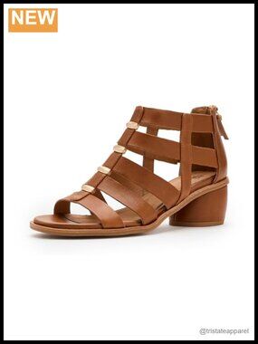 Gladiator Leather Heeled Sandals Whipstitch Detail Comfortable